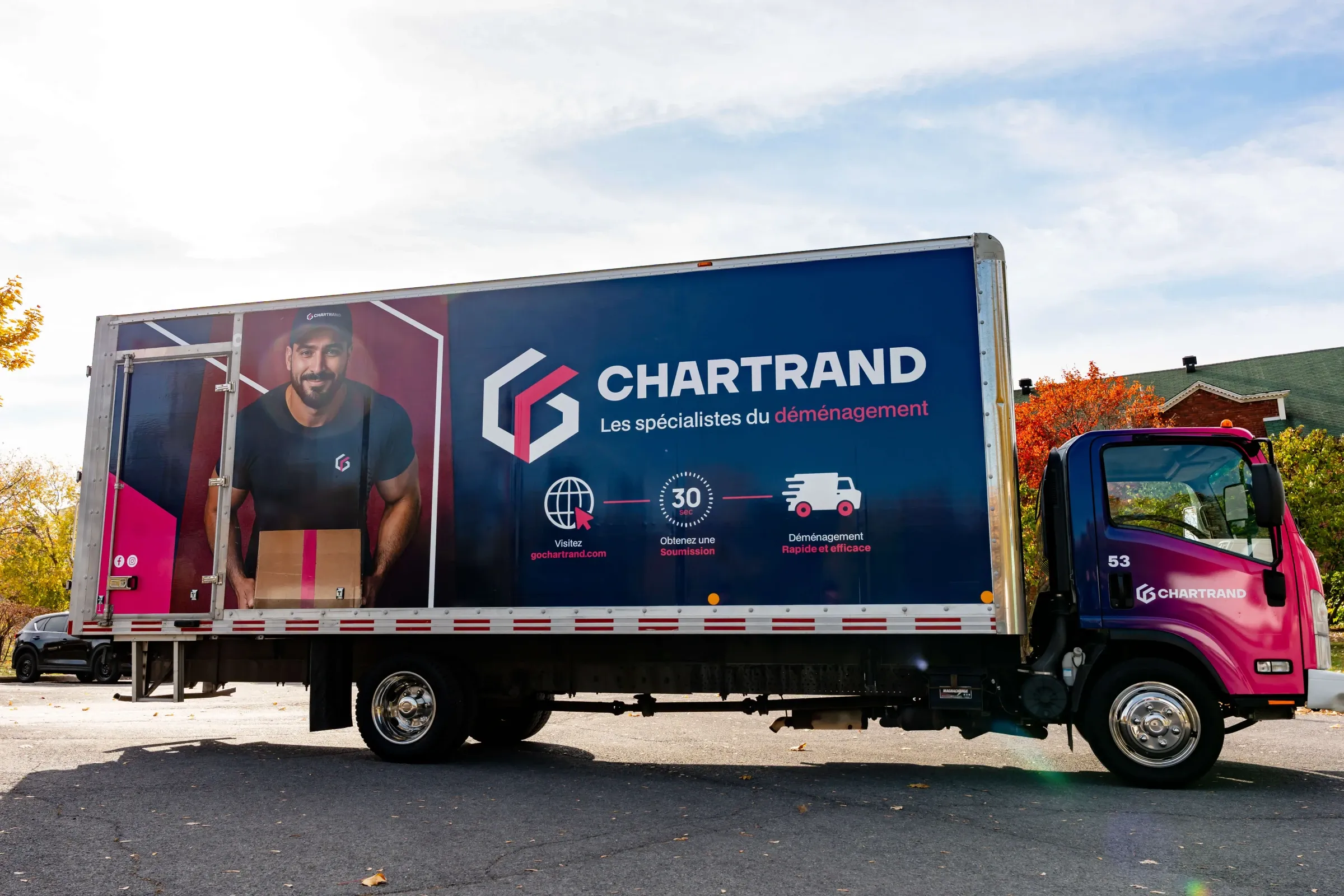 Chartrand truck parked on a street, side view